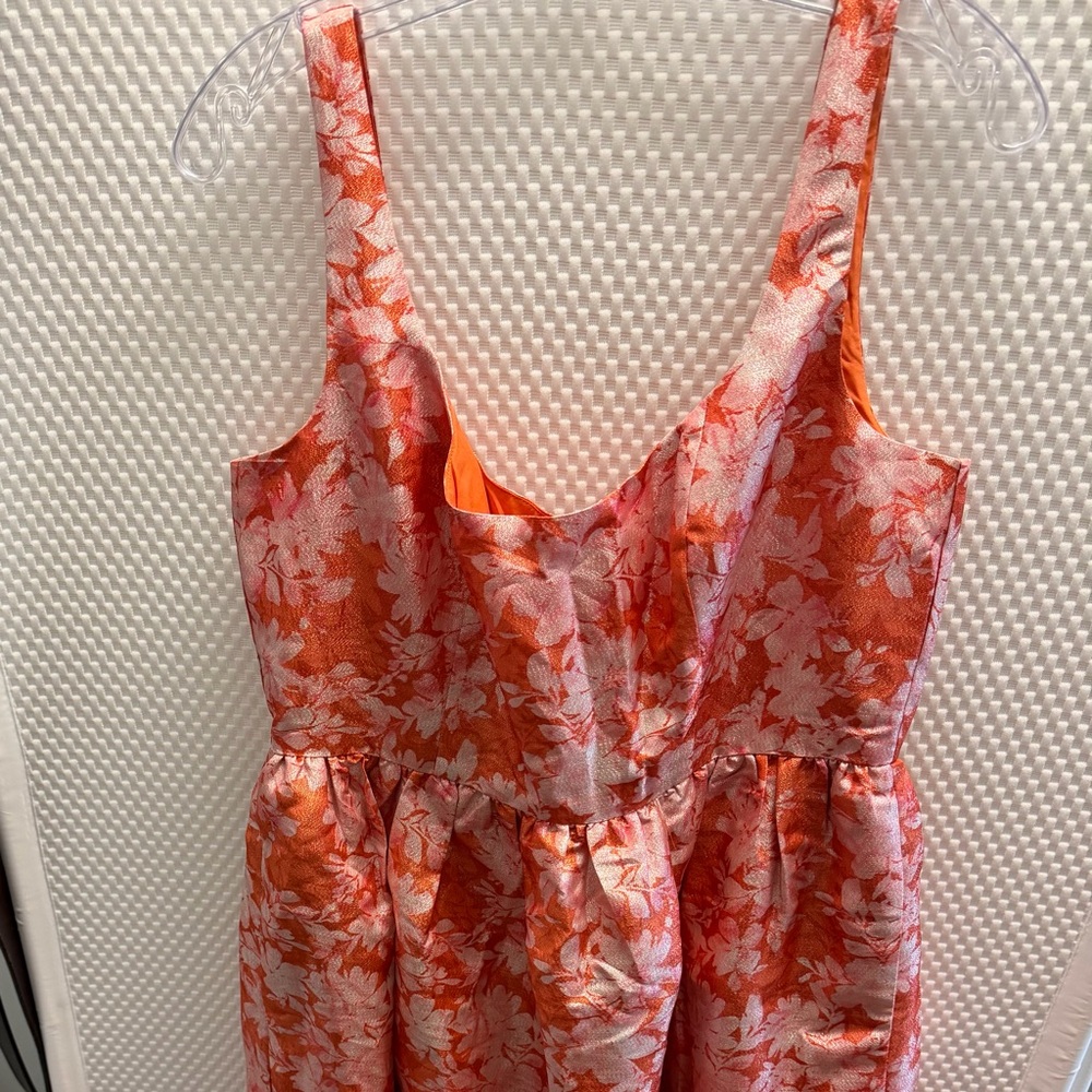 Hutch Floral Jacquard Maxi Dress in Orange and White